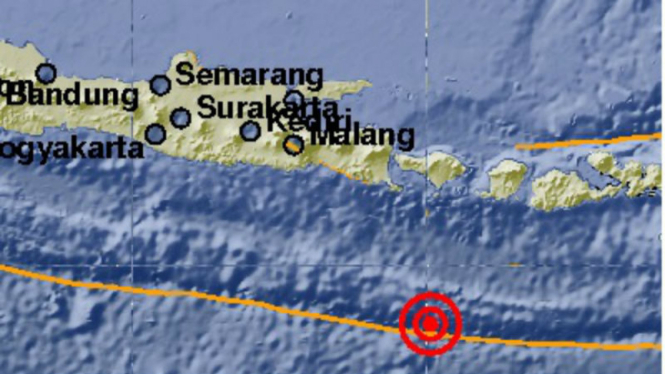 Lokasi gempa di Bali dengan kekuatan 5,1 SR 