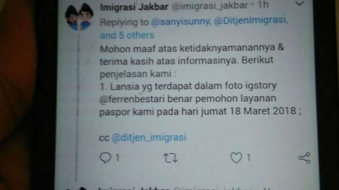 Permintaan maaf kantor imigrasi Jakarta Barat.