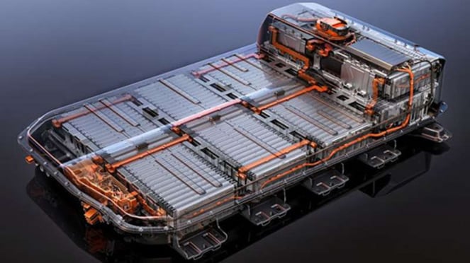 Ilustrasi baterai mobil listrik.