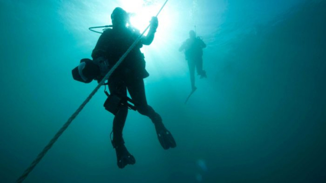 Divers descend into waters off the Victorian coast.