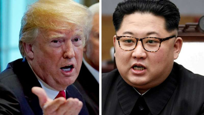 Presiden AS Donald Trump dan Pemimpin Korut Kim Jong-un.