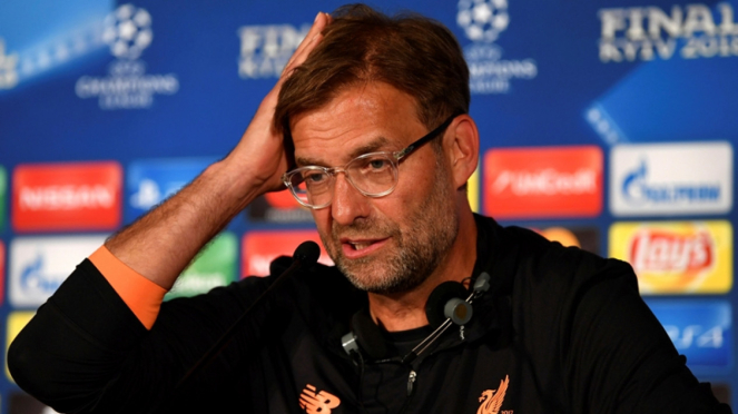 Manajer Liverpool, Juergen Klopp saat konferensi pers final Liga Champions