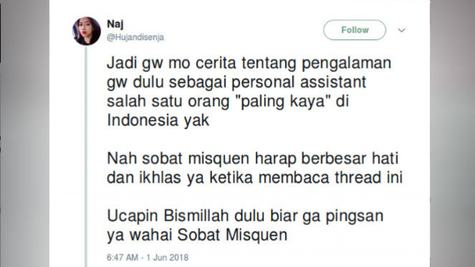 Curhatan mantan asisten pribadi konglomerat Indonesia.