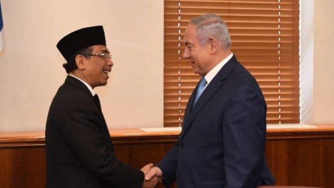 Yahya Cholil Staquf dan PM Israel Benjamin Netanyahu