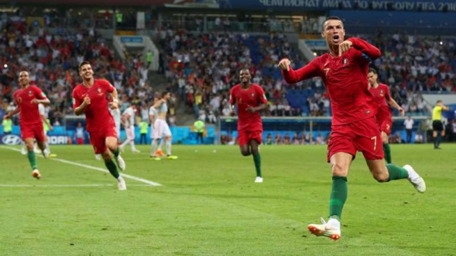 Selebrasi gol bintang Portugal, Cristiano Ronaldo