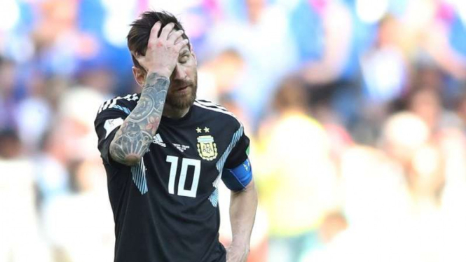 Lionel Messi bersama timnas Argentina lawan Islandia
