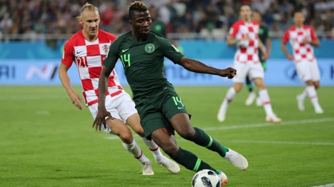 Kelechi Iheanacho membela Nigeria melawan Kroasia di Piala Dunia 2018