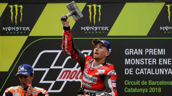 Pembalap Ducati, Jorge Lorenzo menjadi juara di MotoGP Catalunya.