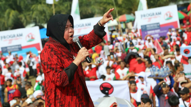 Wali Kota Surabaya Tri Rismaharini ikut kampanye Gus Ipul-Puti