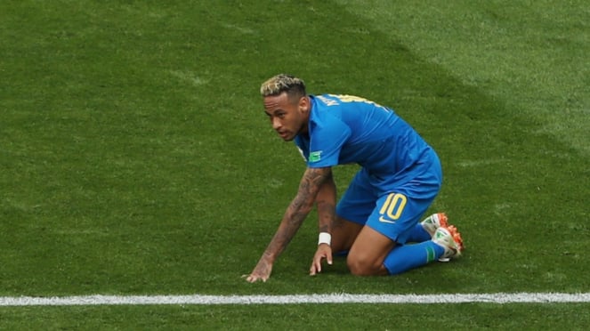 Neymar dalam pertandingan Brasil melawan Kosta Rika di Piala Dunia 2018