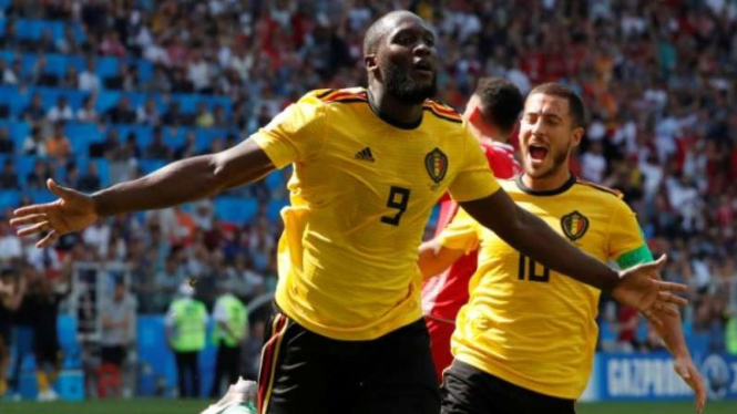 Pemain Belgia, Romelu Lukaku dan Eden Hazard.