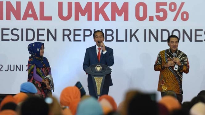 Presiden Jokowi saat peluncuran PPh Final 0,5 Persen untuk UMKM.