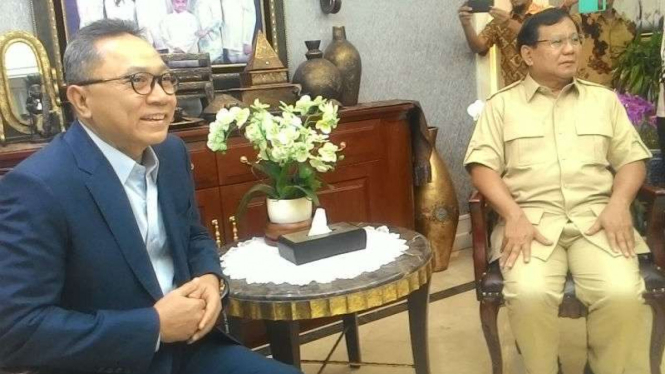 Ketum Gerindra Prabowo Subianto menemui Ketum PAN Zulkifli Hasan