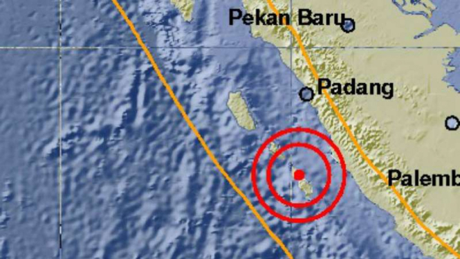 Peta gempa bumi Mentawai, Senin 25 Juni 2018.