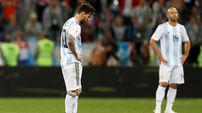 Ekspresi kekecewaan para pemain Timnas Argentina.