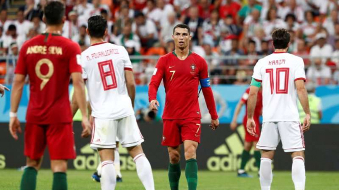 Cristiano Ronaldo saat melawan Iran