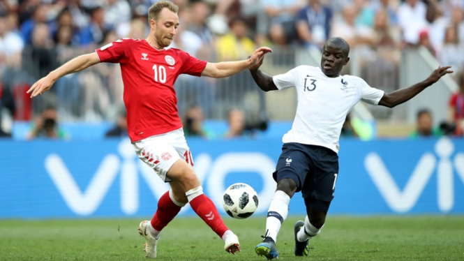 Pemain Timnas Prancis, N'Golo Kante di laga melawan Denmark