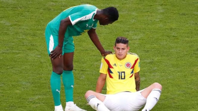Bintang Timnas Kolombia, James Rodriguez (kanan)