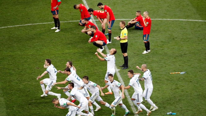 Pertandingan Rusia melawan Spanyol di Piala Dunia 2018