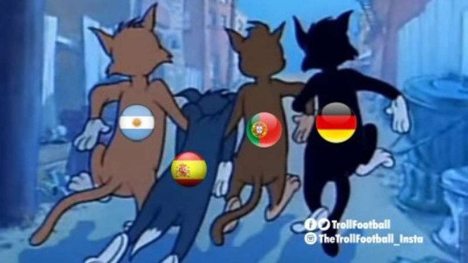 Meme kocak tersingkirnya Spanyol di dunia maya