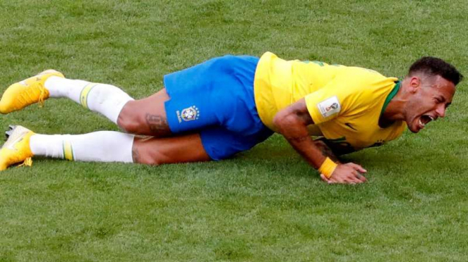 Penyerang Timnas Brasil, Neymar saat beraksi di Piala Dunia 2018.