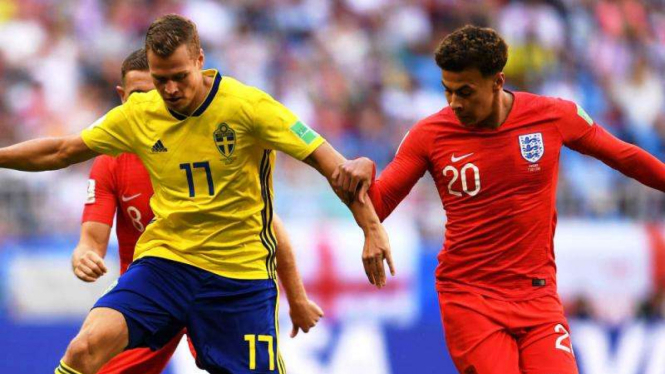 Swedia vs Inggris di perempat final Piala Dunia 2018.