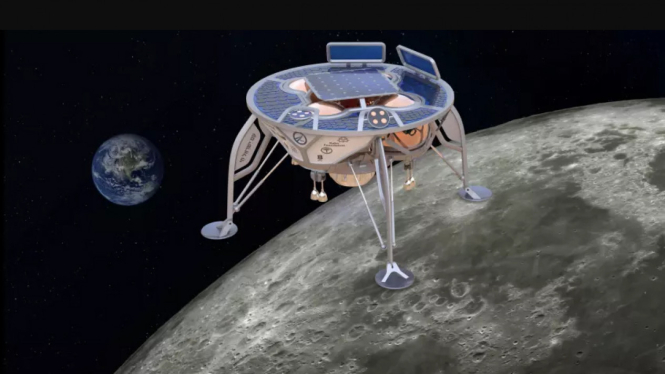 Ilustrasi wahana Israel di orbit Bulan.