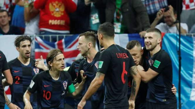 Pemain Kroasia rayakan gol 