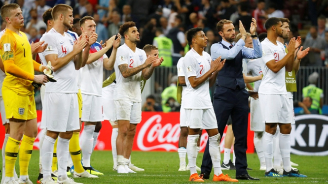 Pemain Inggris usai kalah dari Kroasia di semifinal Piala Dunia 2018