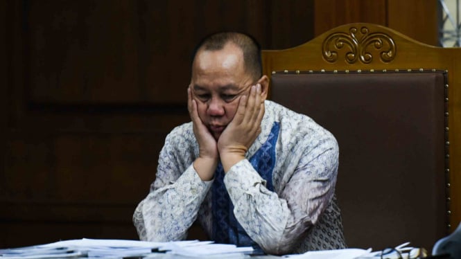 Syafruddin Arsyad Temenggung saat menjalani sidang di Pengadilan Tipikor Jakarta.