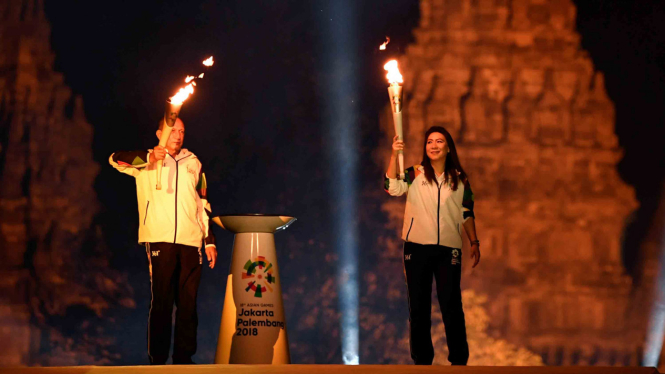 Penyatuan Dua Api untuk Obor Asian Games 2018