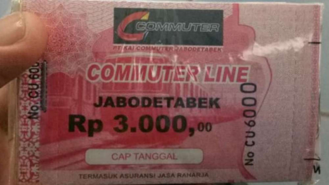 Tiket kertas sementara Commuter Line Jabodetabek.