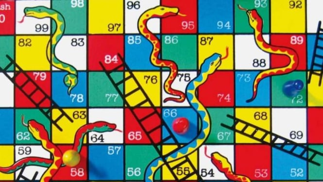 Ilustrasi papan permainan ular tangga