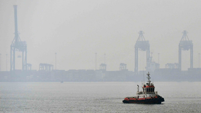 Aktivitas bongkar muat peti kemas di Pelabuhan Tanjung Priok, Jakarta