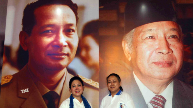 Dua putri almarhum mantan Presiden Soeharto, Siti Hediati Hariyadi alias Titiek Soeharto (kiri) bersama Siti Hutami Endang Adiningsih alias Mamiek Soeharto (kanan)