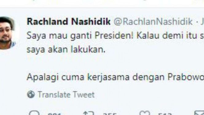 Cuitan Rachland Nashidik di Twitter