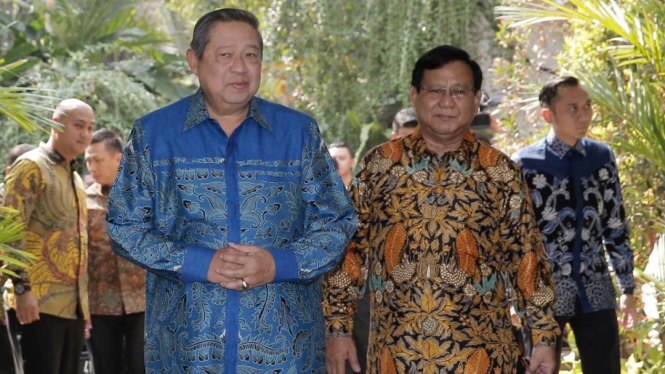 Pertemuan SBY dan Prabowo Subianto di kawasan Kertanegara, Jakarta Selatan