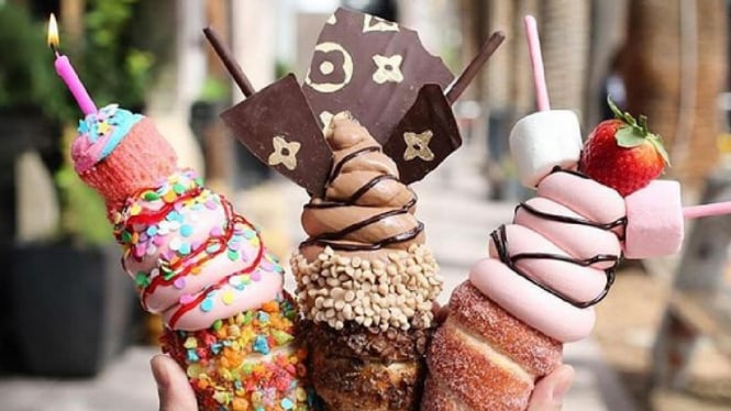 Donut ice cream cone