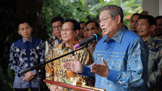 Pertemuan SBY dan Prabowo Subianto di kawasan Kertanegara, Jakarta Selatan