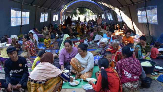 Kondisi pengungsi korban gempa bumi di Lombok