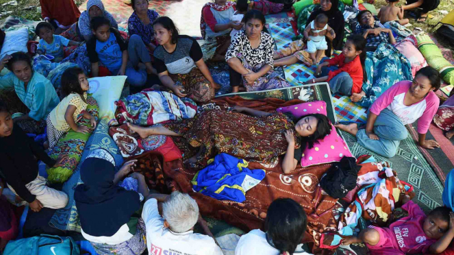 Kondisi pengungsi korban gempa bumi di Lombok, NTB.