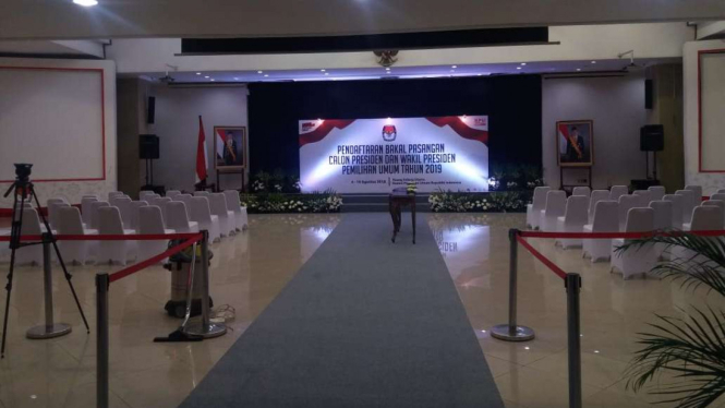 Ruang pendaftaran capres dan cawapres 2019-2024 di kantor KPU masih kosong.