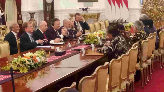 Presiden Joko Widodo, menerima kunjungan Menlu AS Mike Pompeo