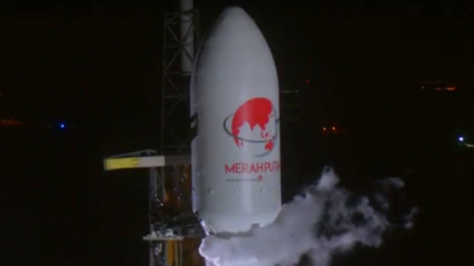 Satelit Merah Putih saat akan diluncurkan Roket Falcon 9