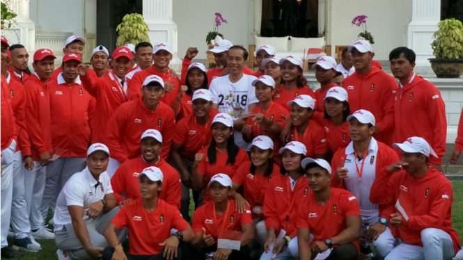 Presiden Joko Widodo saat menerima kontingen Indonesia di Asian Games 2018