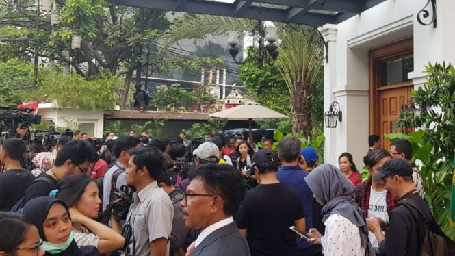 Suasana menjelang deklarasi Jokowi-Mahfud, di Jakarta, Kamis, 9 Agustus 2018.