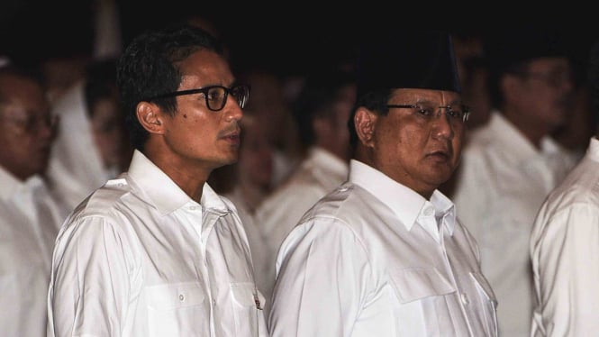 Prabowo Subianto (kanan) dan Sandiaga Uno (kiri)