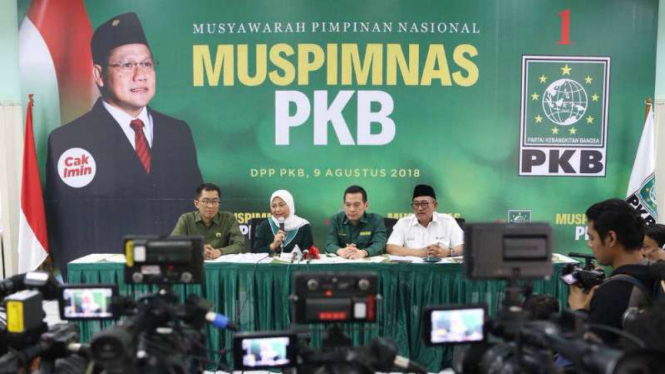 Konferensi pers petinggi PKB di kantor pusat partai itu di Jakarta pada Kamis, 9 Agustus 2018.