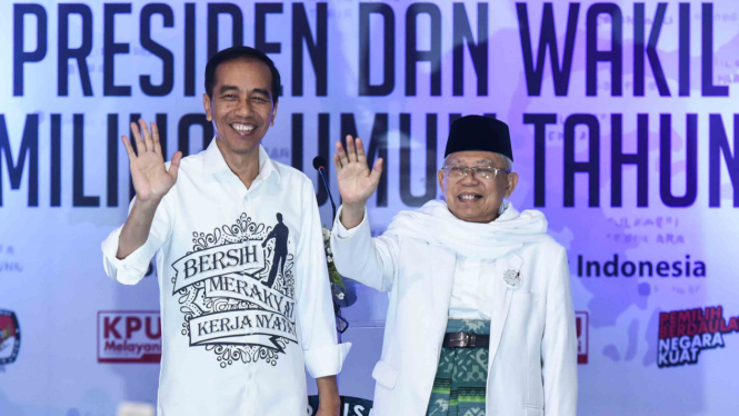 Pasangan calon Presiden dan Wakil Presiden Joko Widodo (kiri) dan Ma'ruf Amin (kanan). 