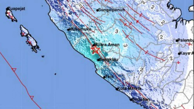 Gempa di Tenggara Lebong, Provinsi Bengkulu.